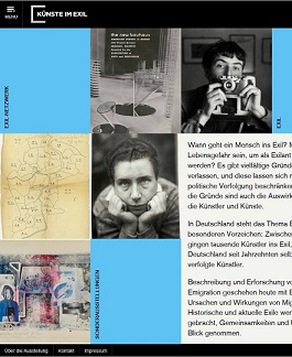 Startseite der virtuellen Ausstellung Künste im Exil